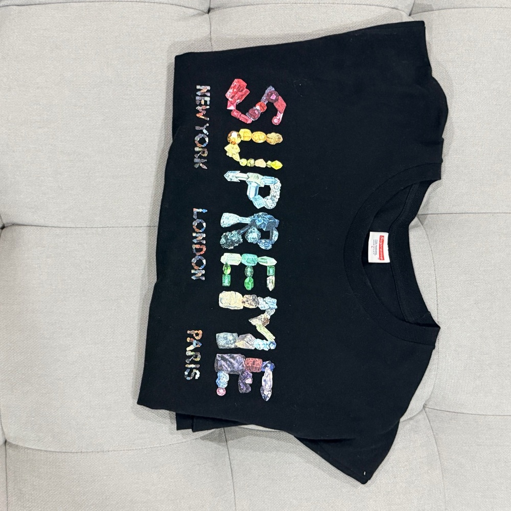 Supreme Black Tee with Multicolor Logo